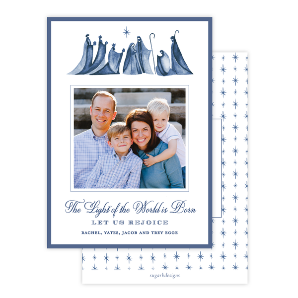 Let Us Rejoice Blue Christmas Card