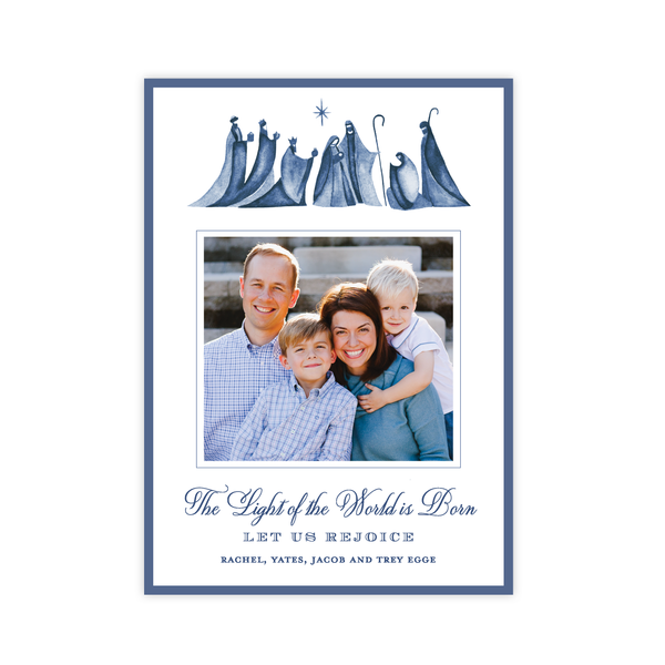 Let Us Rejoice Blue Christmas Card