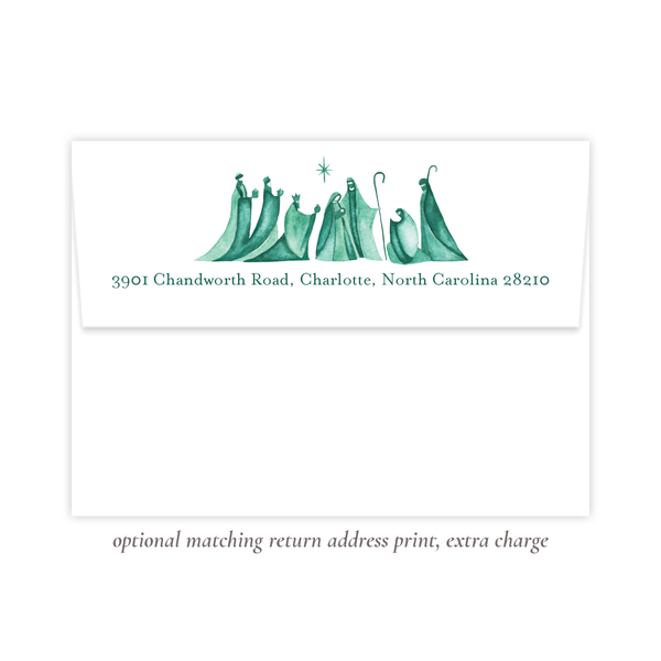 Let Us Rejoice Green Christmas Card