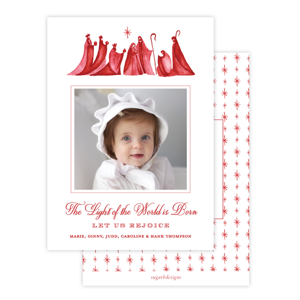 Let Us Rejoice Red Christmas Card