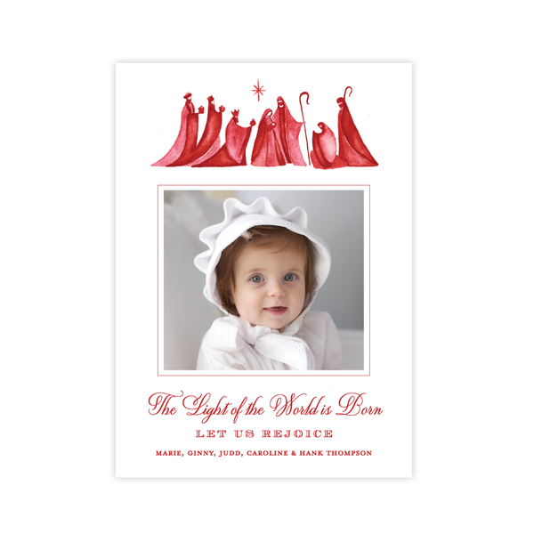 Let Us Rejoice Red Christmas Card