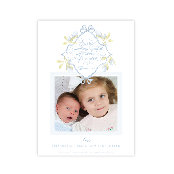 Lovely Lily James Blue Monogram Birth Announcement