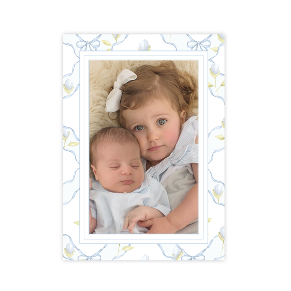 Lovely Lily James Blue Pattern Birth Announcement