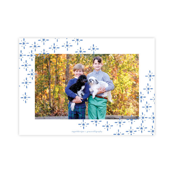 Manger Miracle Blue Horizontal Christmas Card