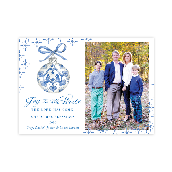 Manger Miracle Blue Horizontal Christmas Card