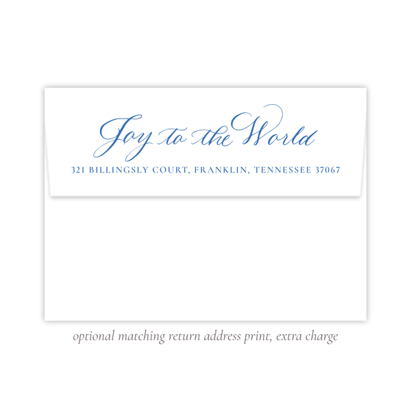 Manger Miracle Blue *2 Photos on Back Horizontal Christmas Card