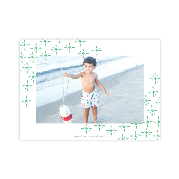 Manger Miracle Green Horizontal Christmas Card