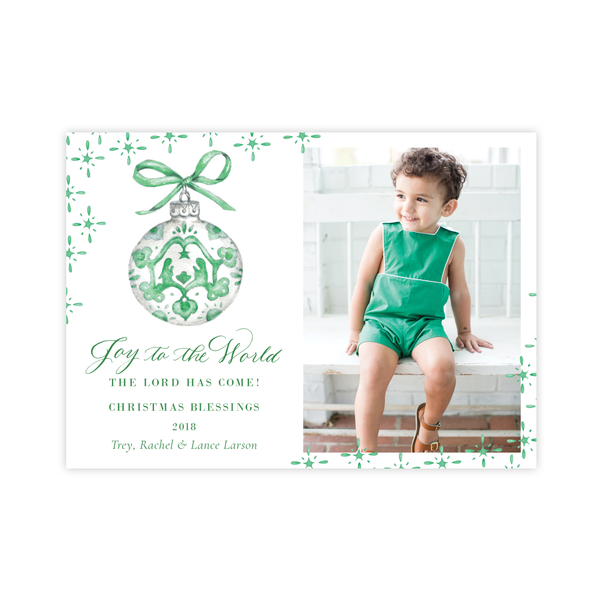 Manger Miracle Green Horizontal Christmas Card