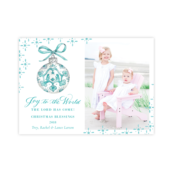 Manger Miracle Seafoam Horizontal Christmas Card
