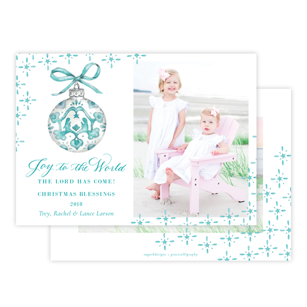 Manger Miracle Seafoam Horizontal Christmas Card