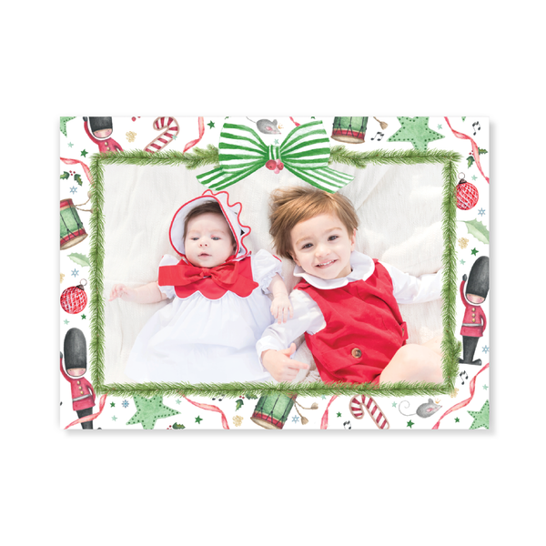 Marching Toy Soldier Tinsel Horizontal Christmas Card