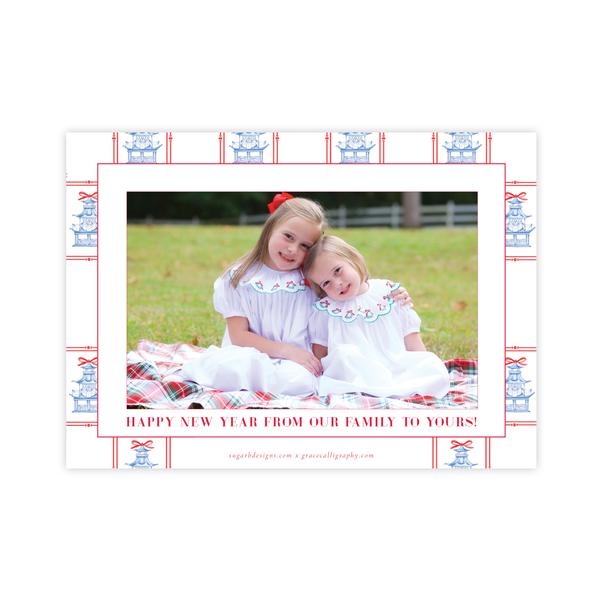 Marella Manor Red Landscape Two Photo Christmas Card