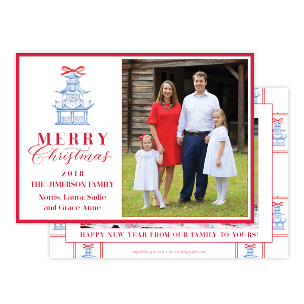 Marella Manor Red Landscape Two Photo Christmas Card