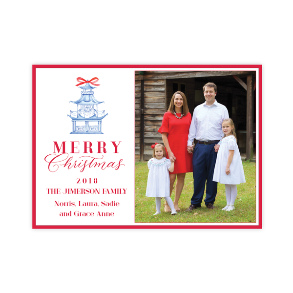 Marella Manor Red Landscape Two Photo Christmas Card