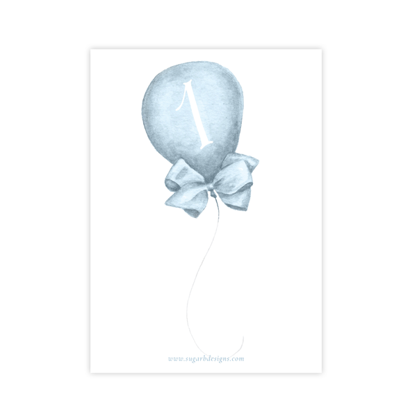 Merry Balloons Blue Birthday Invitation