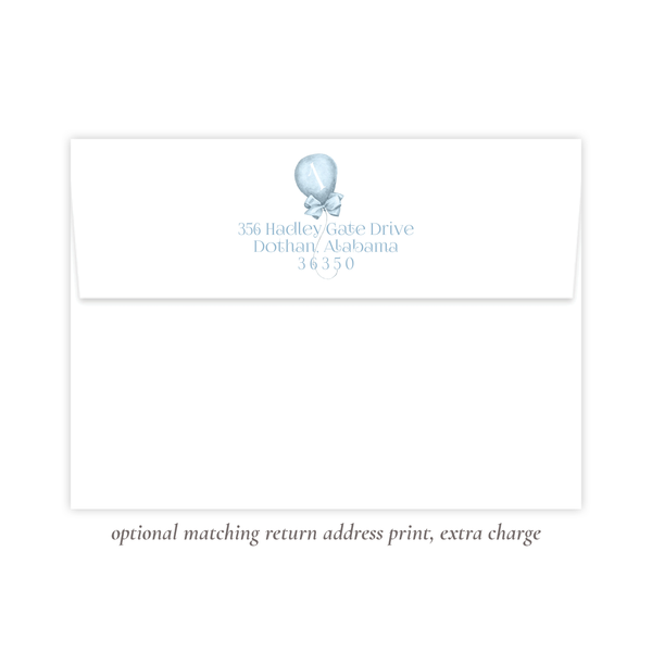 Merry Balloons Blue Birthday Invitation