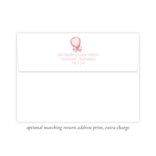 Merry Balloons Pink Birthday Invitation