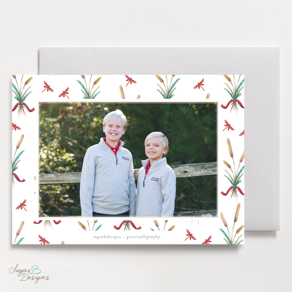 Merry Mallard Red Horizontal Christmas Card