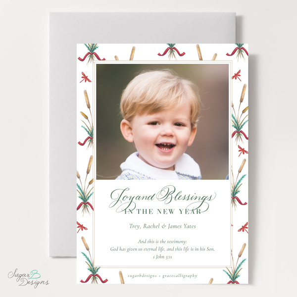 Merry Mallard Red Vertical Christmas Card