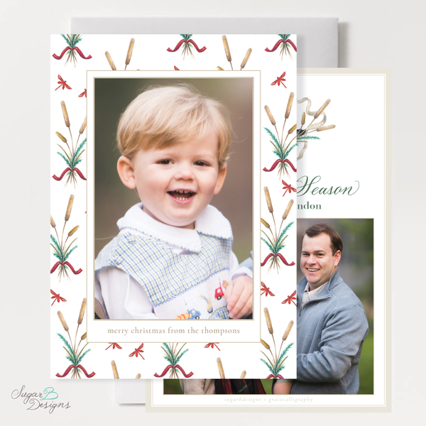 Merry Mallard Red Pattern Vertical Christmas Card
