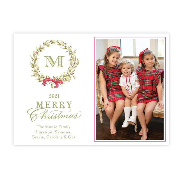 Meryl Wreath Red Landscape Christmas Card