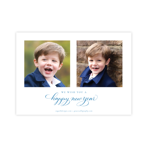 Meryl Wreath Blue Landscape Christmas Card