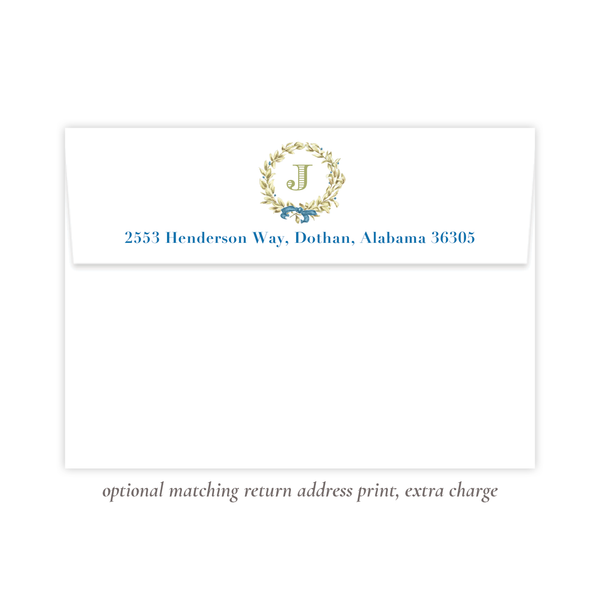 Meryl Wreath Blue Change of Address Christmas Card