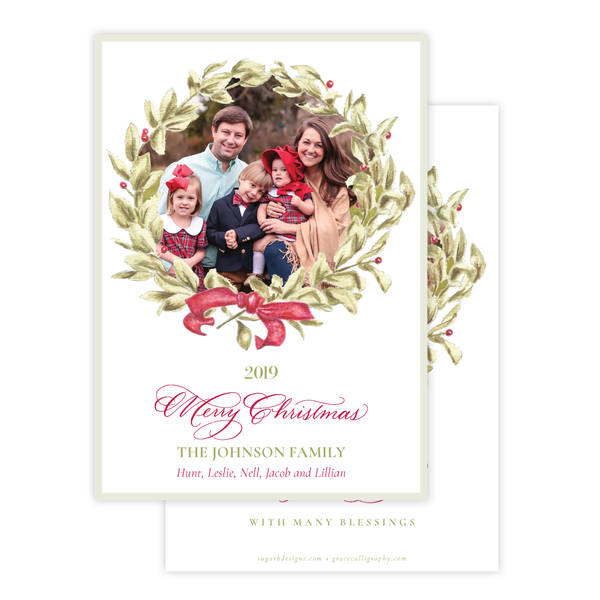 Meryl Wreath Red Christmas Card