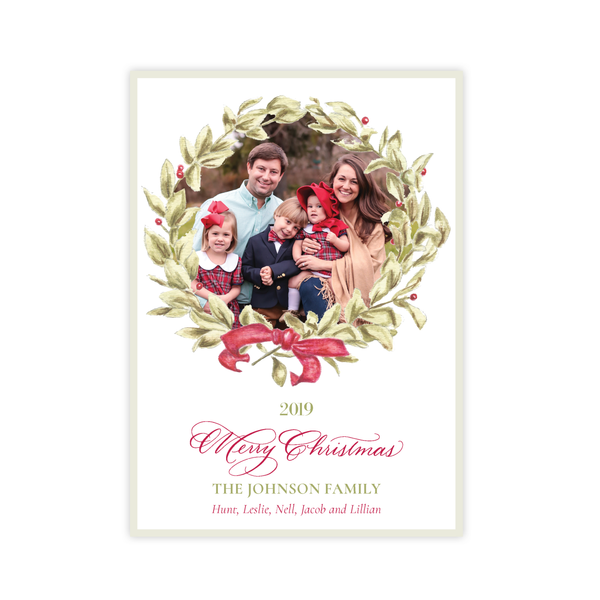 Meryl Wreath Red Christmas Card