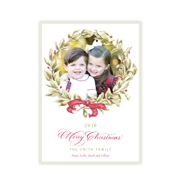 Meryl Wreath Red Change of Address Christmas Card