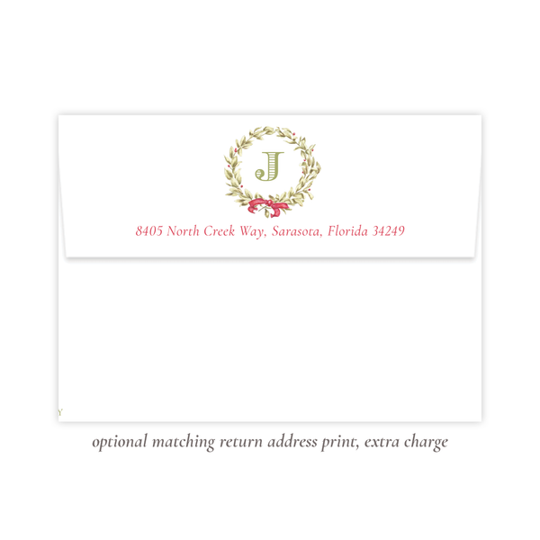 Meryl Wreath Red Change of Address Christmas Card