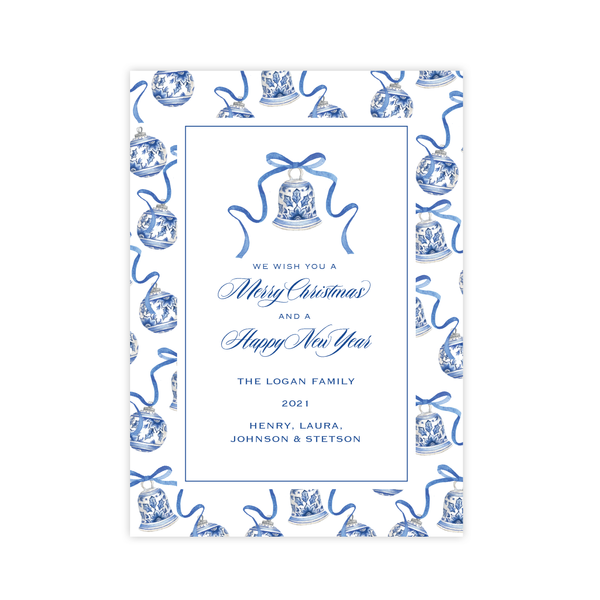 Mitchell Manor Blue Pattern Christmas Card Portrait