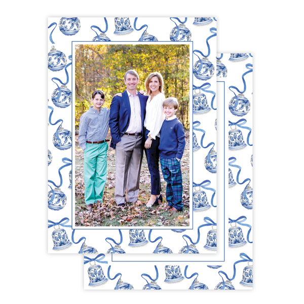 Mitchell Manor Blue Pattern Christmas Card Portrait