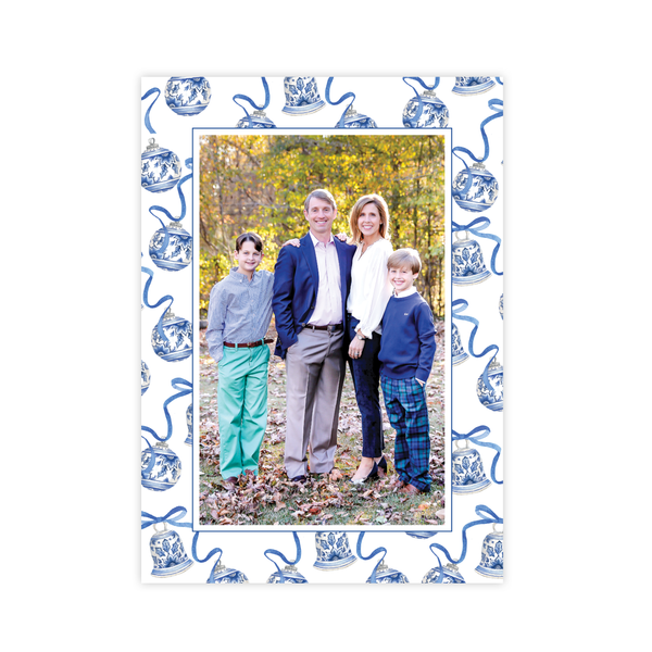 Mitchell Manor Blue Pattern Christmas Card Portrait