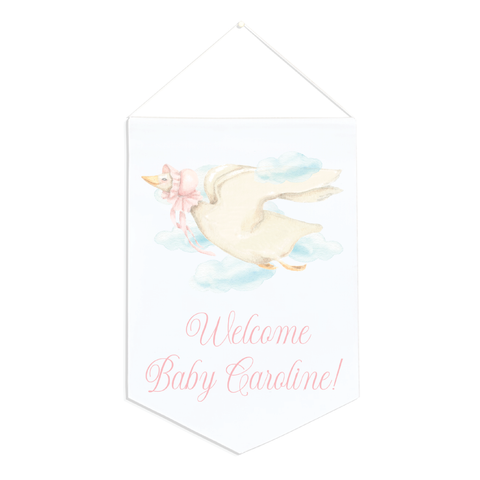 Mother Goose Pink Canvas 12x16.5 Personalized Baby Banner