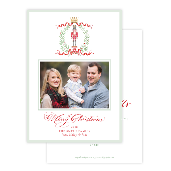 Nutcracker Royal Wreath Change of Address Christmas Card