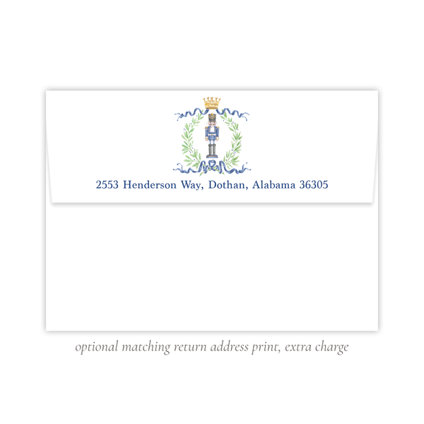 Nutcracker Royal Wreath Dark Blue Vertical Christmas Card