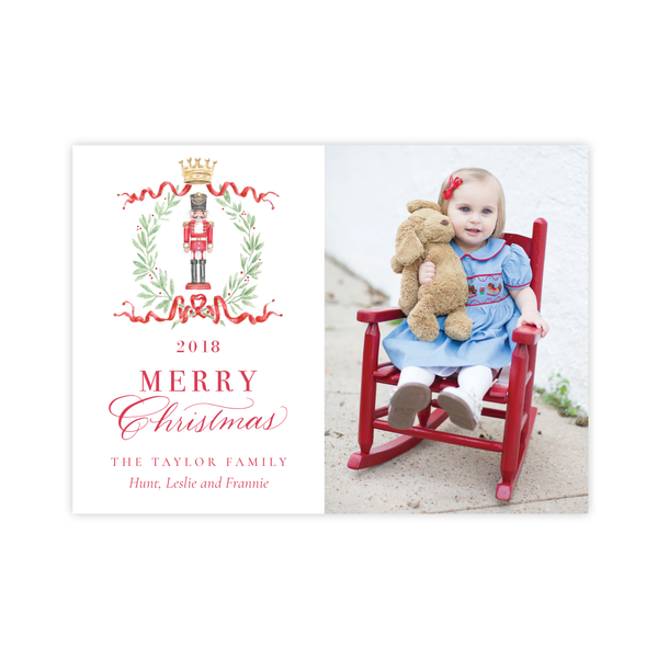 Nutcracker Royal Wreath Landscape Christmas Card