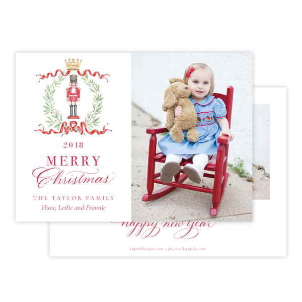 Nutcracker Royal Wreath Landscape Christmas Card