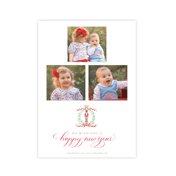 Nutcracker Royal Wreath Vertical *Multi Photo* Christmas Card