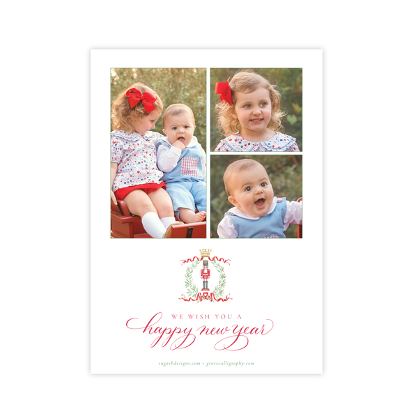 Nutcracker Royal Wreath Vertical *Multi Photo, Various Lengths* Christmas Card