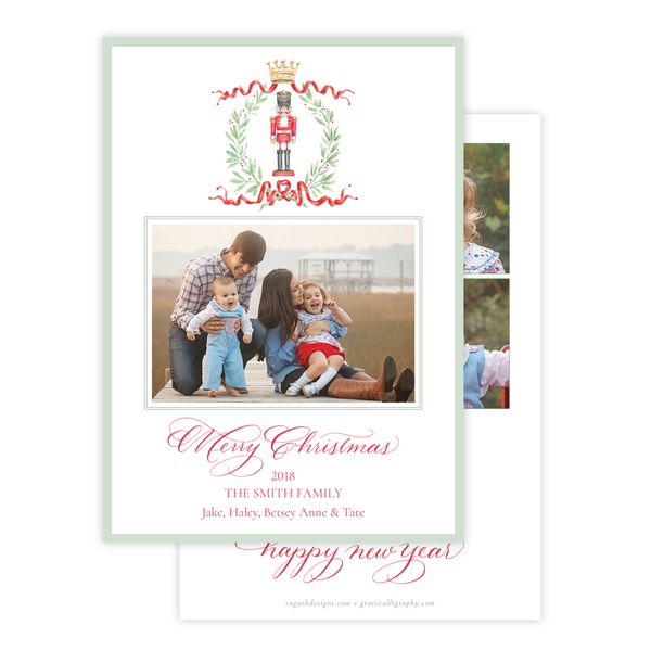 Nutcracker Royal Wreath Vertical *Multi Photo, Various Lengths* Christmas Card