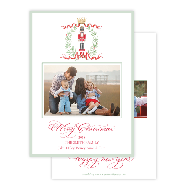 Nutcracker Royal Wreath Vertical *Multi Photo* Christmas Card