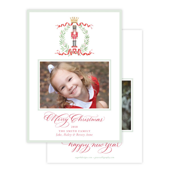 Nutcracker Royal Wreath Vertical Christmas Card