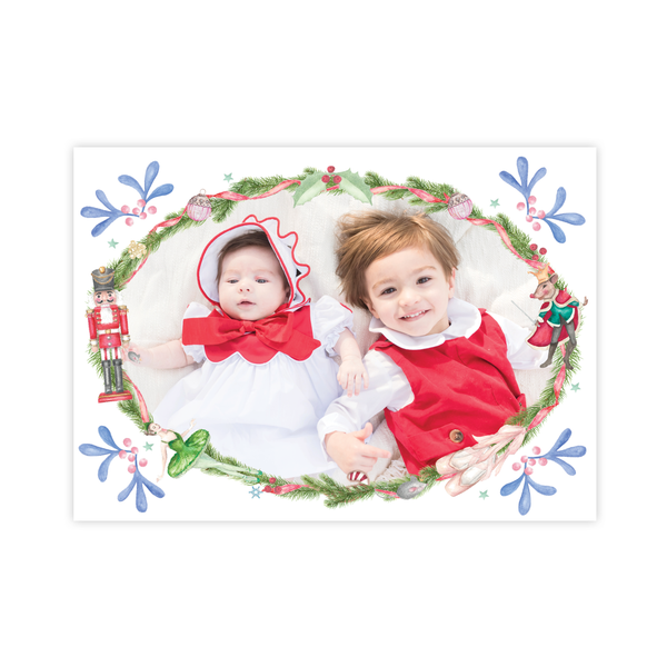 Nutcracker Suite Horizontal Single Photo Backer Christmas Card