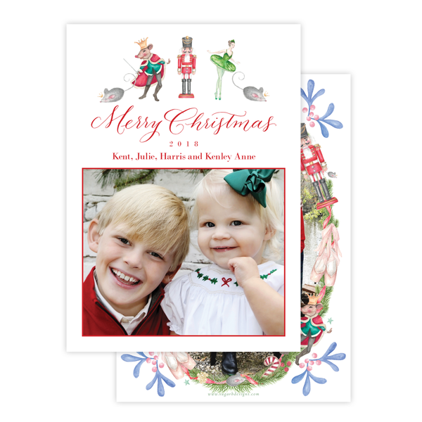Nutcracker Suite *wreath on back* Christmas Card