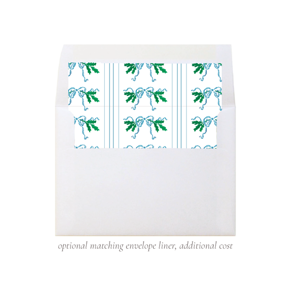 Oak Wreath Blue Christmas Card Birth Announcement