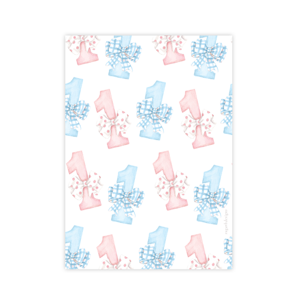 One-Derful Pink and Blue Twins Birthday Invitation