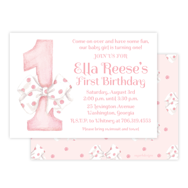 One-Derful Pink Birthday Invitation