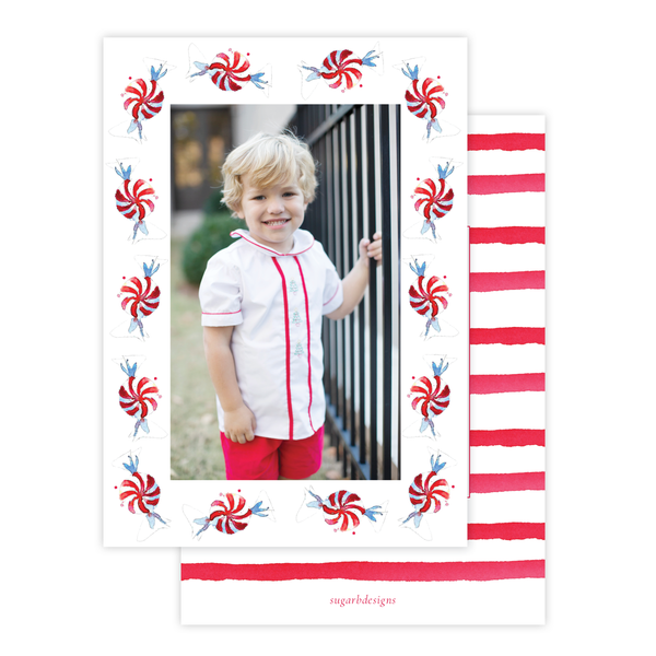 Peppermint Parade Christmas Card Border Portrait